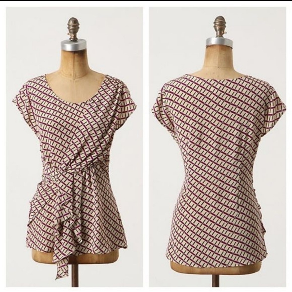 Beautiful silk geometric top from Anthropologie!